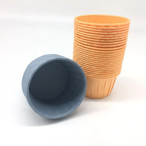 Cartine per Cupcake Grigio Neutro Arancione con Bordo Doppio Arrotolato, Non Rivestite, Impermeabili, per Alimenti, Resistenti al Calore, per Pane e Zucchero - Product Image 3