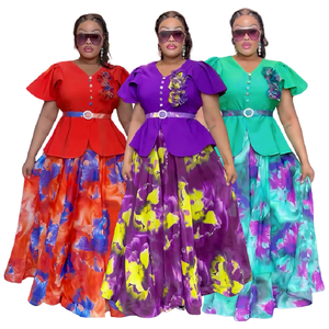 <span class=keywords><strong>Robe</strong></span> <span class=keywords><strong>longue</strong></span> décontractée en mousseline S10815 tendance pour femme, élégante, à manches courtes, col en V, imprimé floral, idéale pour l'été et les occasions spéciales. - Product Image 1