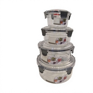 Transparante PET voedselbewaarbakjes set, ronde, afsluitbare lunchbox, vriezer, keuken, snack <span class=keywords><strong>organizer</strong></span> - Product Image 1