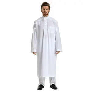 Hochwertige einfarbige Männer Abaya muslimische Männer muslimische Thobe muslimische Männer Kleidung islamische 2 Stück
