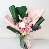Bouquet de roses éternelles en gros 35 cm – Magnifique arrangement décoratif coloré, variété de fleurs, coffret cadeau Saint-Valentin