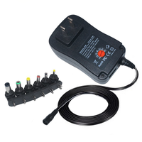Adaptateur secteur multifonction 30W en matériau PC, transformateur DC réglable US/EU, 3-12V, 6 ports pour ordinateur portable