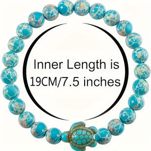 Pulsera elástica con cuentas de tortuga marina turquesa de 8mm, estilo bohemio para mujeres y hombres, regalos de joyería de playa de <span class=keywords><strong>amistad</strong></span>, sin <span class=keywords><strong>tarjetas</strong></span> - Product Image 5
