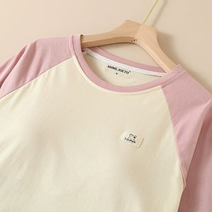 เซ็ตชุดนอนแขนยาวสวมใส่สบายของผู้หญิงผ้าคอตตอนแท้พร้อมแผ่นรองชั้นในชุดชิ้นเดียวชุดใส่อยู่บ้านทรงหลวมขนาดใหญ่พิเศษ - Product Image 2