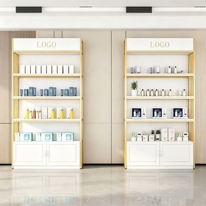 Armoire de présentation cosmétique en métal pour salons de beauté et de coiffure, étagère de rangement multi-niveaux avec étagères amovibles - Product Image 2