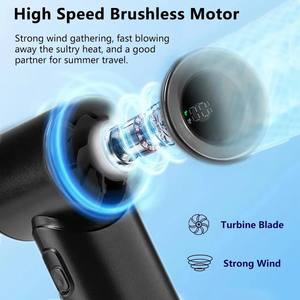 Ventilateur portable sans pales à turbine haute vitesse, affichage numérique, moteur sans balais, faible bruit, recharge USB, mini ventilateur pour voiture et camping-car - Product Image 6
