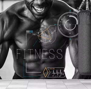 Lettere e muscoli uomo tessuto rivestimento murale <span class=keywords><strong>palestra</strong></span> carta da parati Yoga Studio murale - Product Image 1
