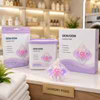 Lessive en dosettes jetables à 5 compartiments de 8 à 12 g |   Produit écologique, doux, propre, coloré, antibactérien et parfumé |   OEM en gros, faible minimum de commande