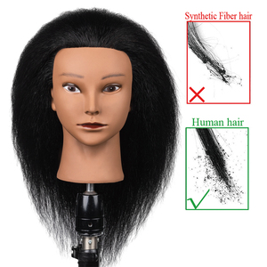 <span class=keywords><strong>Tête</strong></span> de mannequin de coiffure en <span class=keywords><strong>cheveux</strong></span> humains 100% naturels, 16 pouces, pour tressage, coiffage, présentation et pratique, avec support de perruque - Product Image 2