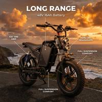 Moto électrique tout-terrain pour adultes en acier à haute teneur en carbone, 48V, pneus larges 20"*4, 7 vitesses, étanche IP68, longue autonomie, E-Bike tout-terrain