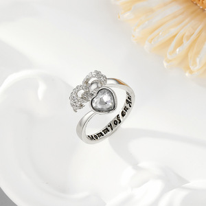 Anillo Mom Angel para mujer, forma de corazón, joyería grabada en plata, regalo, anillos de moda - Product Image 4