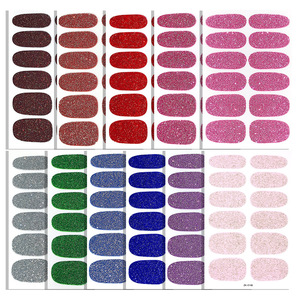 Autocollants d'Ongles 3D Personnalisés Usine Rouge Net Couleur Unie DIY Fille Transfrontalière Étanche OEM Poudre d'Oignon Autocollants d'Affirmation pour Ongles - Product Image 5