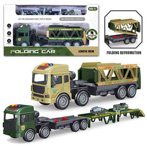 Camión de Juguete Plegable Estilo Militar y Policía Verde, Coches de Fricción de Plástico para Niños <span class=keywords><strong>con</strong></span> Mini Coche en el Interior - Product Image 3