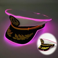 Cappello da Capitano LED Luminoso, Berretto Uniforme da Yacht Multicolore con Filo EL, Cappello Luminoso da Donna in Poliestere/Rayon per Nightclub, Bar, Feste, Crociere