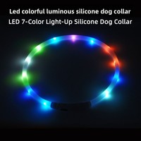 Collier lumineux transfrontalier pour chien, en gel de silicone LED, accessoire pour animaux de compagnie, collier clignotant lumineux pour mariage et fête - Japon Corée du Sud