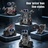 Ensemble de construction de robot militaire programmable 5-en-1 avec télécommande, assemblage STEM, contrôle par détection de gravité via application, jouet télécommandé