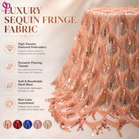 Tissu en dentelle brodée à sequins et franges, maille de luxe, couleur personnalisable, directement de l'usine, pour robes de soirée, tenues de performance et fêtes
