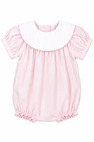 Robe classique à manches courtes en coton tissé blanc et rose avec broderie, tenue de Pâques pour sœurs, combinaison à volants pour bébé assortie