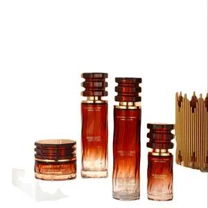 Glass cosmetic bottles and toner serum pump bottles with Chinese characteristics