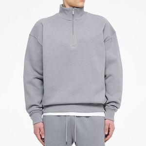 All'ingrosso felpa da <span class=keywords><strong>uomo</strong></span> personalizzata <span class=keywords><strong>mezza</strong></span> <span class=keywords><strong>Zip</strong></span> <span class=keywords><strong>senza</strong></span> <span class=keywords><strong>cappuccio</strong></span> tinta unita oversize 1/4 Logo personalizzato felpa con cerniera in pile - Product Image 2