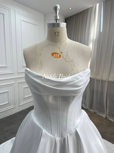 <span class=keywords><strong>Abito</strong></span> da Sposa Senza Spalline in <span class=keywords><strong>Raso</strong></span> con Strascico a Cappella, Elegante Vestito da Sposa <span class=keywords><strong>Bianco</strong></span> per la Sposa 2025 - Product Image 3