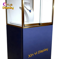 Vitrine à bijoux moderne, durable et écologique avec cadre en acier inoxydable, éclairage LED, facile à nettoyer, pour exposition, salle d'exposition, utilisation en centre commercial