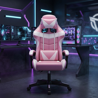 Chaise de Gaming Ergonomique en Cuir PU, Dossier Haut Inclinable, Pivotante, Réglable, avec Vérin à Gaz 2 Positions, Fonction Massage, Chaise PC Moderne