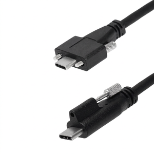 LUNG KAY Custom Length <b>USB</b>-C Braid Shielded 10Gbps Screw Lock Cable 5A Fast Charging Industrial CE RoHS - Product Image 1