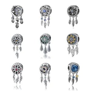 dangle style 925 sterling silver beads dream catcher charms for jewelry making