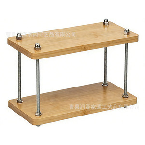 Étagère de rangement de bureau à double niveau en bois de bambou, réglable en hauteur, organisateur de bureau, porte-gobelets à café pour la cuisine - Product Image 2
