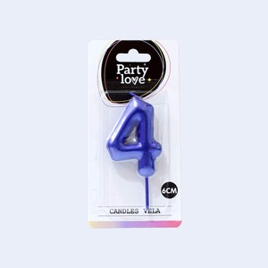 Bougie d'anniversaire bleue numéro 4 Party Love 6 cm Candles Vela - Product Image 1