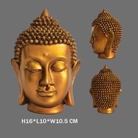 Statue de tête de Bouddha en résine personnalisée, peinture antique en bronze, décoration d'intérieur, figurine bouddhiste décorative