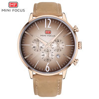 Reloj Cronógrafo para Hombre con Correa de Cuero de Gamuza, Esfera con Degradado, Números Grandes, Visualización de Fecha, Reloj de Pulsera de Cuarzo para Negocios