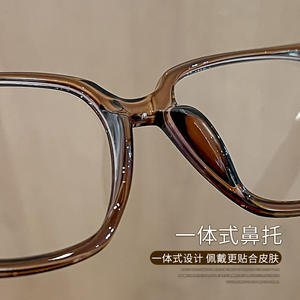 Monturas de gafas rectangulares de estilo coreano 8042, montura completa marrón translúcido, protección contra luz azul para mujer - Product Image 1