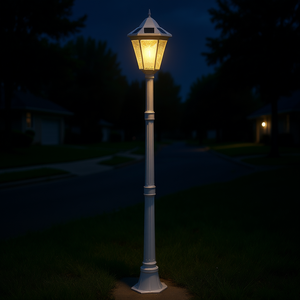 Lampadaire solaire 77 pouces en aluminium, style vintage, pour extérieur, avec capteur de mouvement PIR, luminosité réglable, IP65, LED blanc chaud - Product Image 2