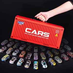 48 pezzi <span class=keywords><strong>di</strong></span> traino auto con contenitore scatola <span class=keywords><strong>di</strong></span> immagazzinaggio per bambini Mini veicoli da corsa auto giocattolo bomboniera Mini metallo auto giocattolo - Product Image 1