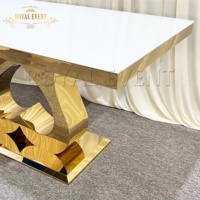 Table de Mariage et de Réception Haut de Gamme en Acier Inoxydable Doré pour Hôtels et Événements – Meuble de Fête Nuptiale