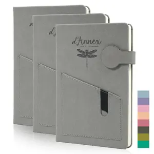 Presente personalizado Soft Cover Planner Brand Diary Em estoque PU Fivela De Couro Notepad Com Logotipo