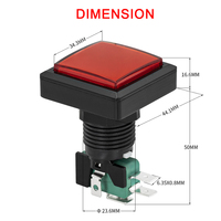 Boutons d'arcade LED 12 volts, grands boutons d'arcade carrés éclairés, bouton de jeu momentané pour machine d'arcade de pêche