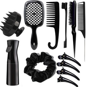 Hair <b>Styling</b> Tools Set With Comb Brush <b>Spray</b> Bottle Clips And Scrunchie Purple For General Use - Product Image 4