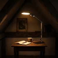 Lámpara de Escritorio LED Ajustable con Salidas USB y USB-C, 5 Modos de Color, Memoria y Luz Nocturna para Comercios