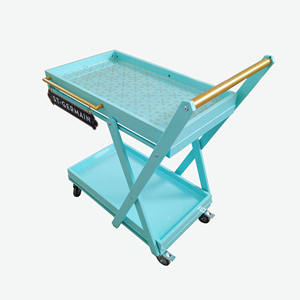 מתכת ועץ יין מחזיקי יין עגלת עגלת מתכת מקרר יין דלי דלי - Product Image 2