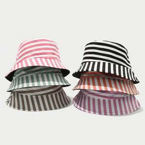Nouveau chapeau bob rayé printemps-été pour filles, chapeau de soleil d'extérieur - Product Image 1