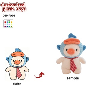 Peluche <span class=keywords><strong>Cochon</strong></span> Tête de Requin OEM ODM, Adorable Poupée en Peluche <span class=keywords><strong>Cochon</strong></span> avec Cravate à Carreaux Rouges pour Décoration Intérieure, Cadeaux pour Enfants et Soulagement <span class=keywords><strong>du</strong></span> Stress - Product Image 1