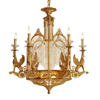 Lustre en cristal de luxe vintage de style français pour villa duplex avec mezzanine, corps doré et éclairage LED pour salon à deux étages