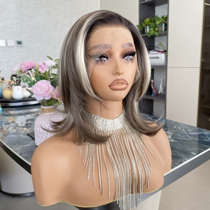 Perruque synthétique Lace Front 13x4 en fibre japonaise, marron avec mèches, qualité supérieure, cheveux doux, densité 150, vente chaude - Product Image 5