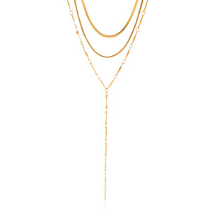 Collier géométrique superposé en acier inoxydable 18K, chaîne en Y, bijoux de mode pour les loisirs - Product Image 5