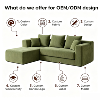 Modernes L-förmiges Modulares Ecksofa Memory-Schaum Knochenlose Couchen Sofa in einer Box Komprimierter Cordstoff