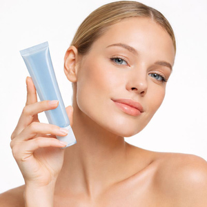 Tube souple double compartiment <span class=keywords><strong>2</strong></span>-en-1 en PE bleu personnalisé avec logo, 40 ml, pour crème corporelle, crème pour les mains, gel et sérum de soin de la peau - Product Image 4