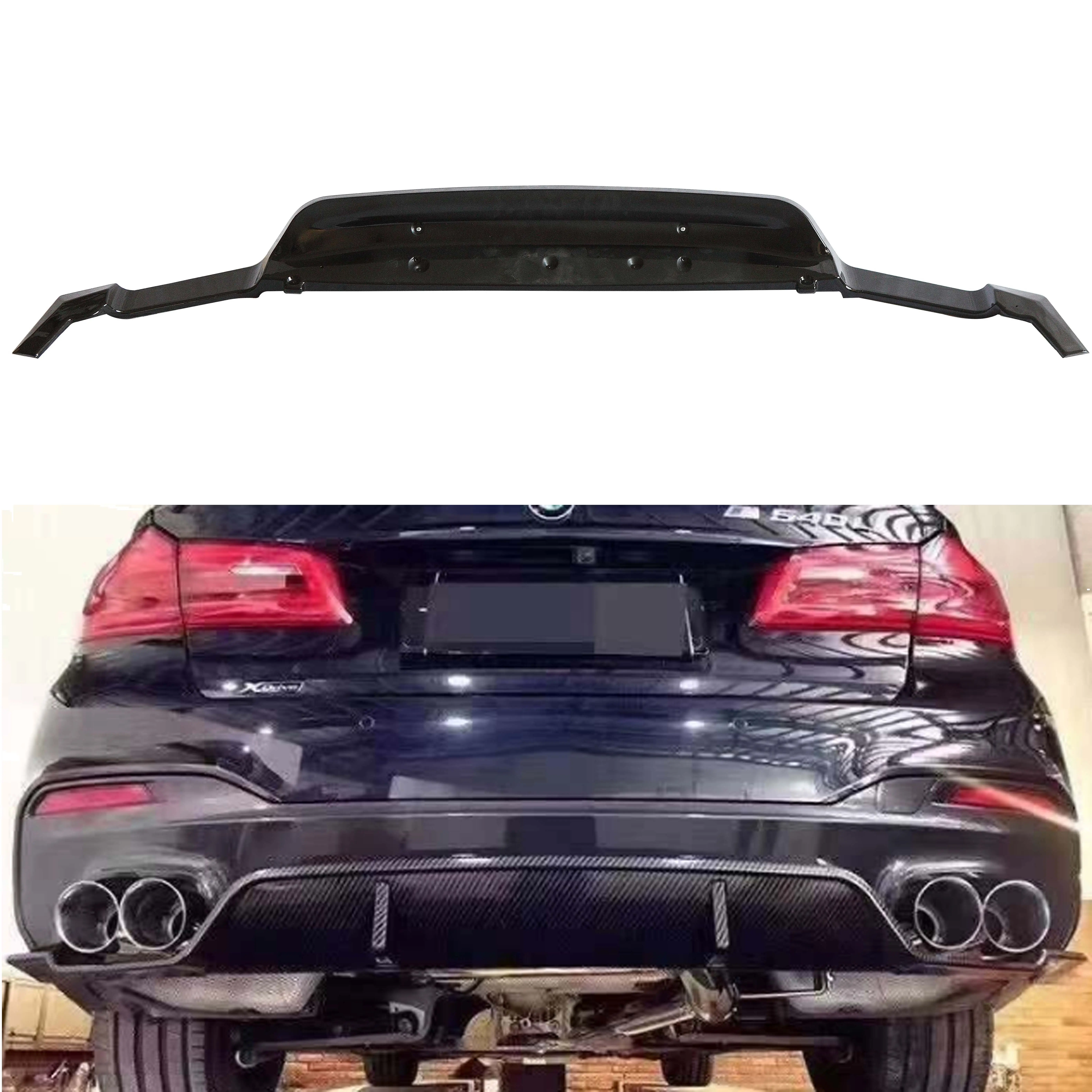 Spoiler traseiro do difusor traseiro do olhar do carro preto da fibra do carbono do brilho do amortecedor do bordo para BMW 5 séries G30 G38 3D tipo